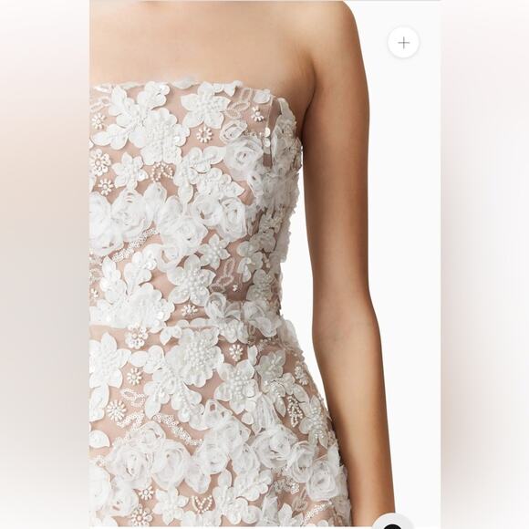 elliatt vonni white 3d floral mesh lace beaded mini bridal dress size XXS NEW - Picture 5 of 10